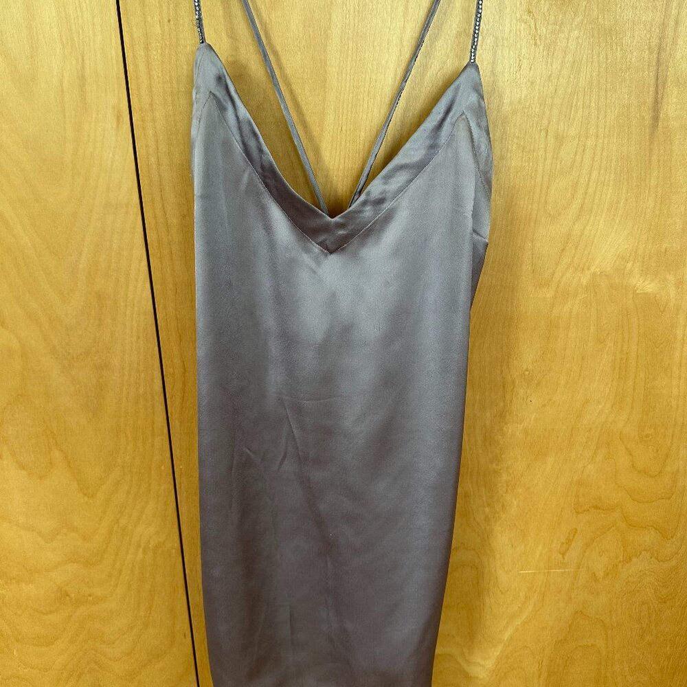 Purple silky slip dress